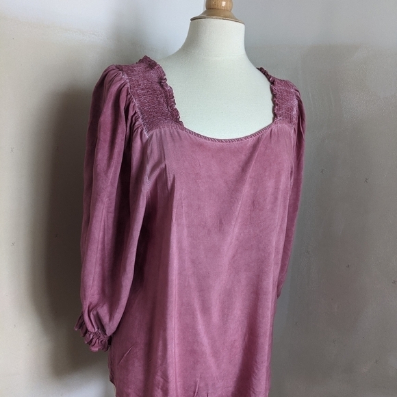 FLORAL and Ivy Pink Puff Sleeve Top Size L - Picture 2 of 9